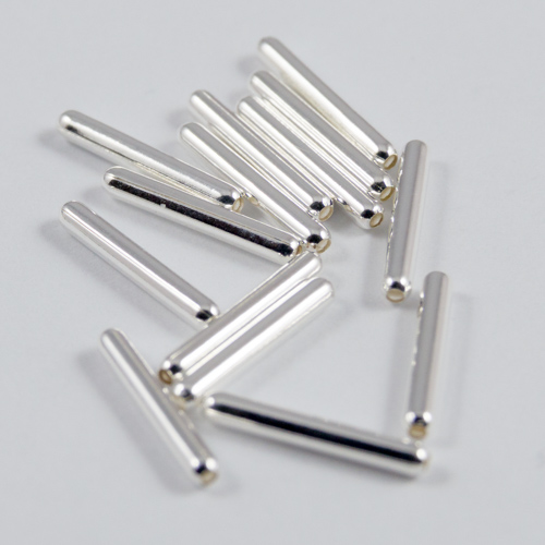 Silver plated tube beads 10x1.5mm