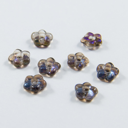 PF06. Irisdecent azur blue flower beads 5mm