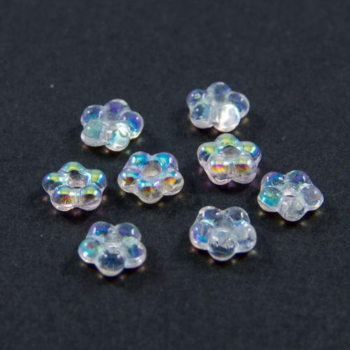 PF04. Perles fleurs cristal argent irisé 5mm