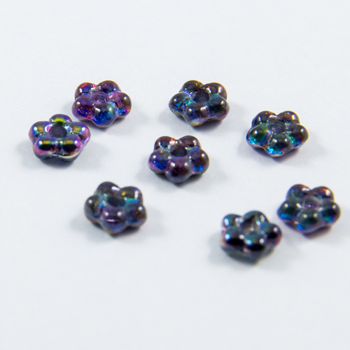 PF10. Iridescent amethyst crystal flower beads 5mm