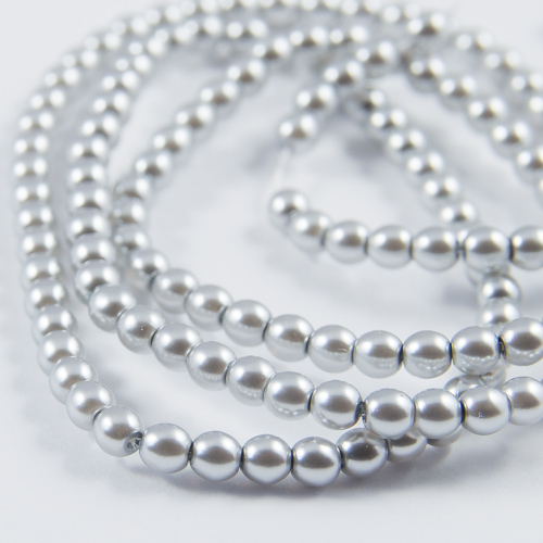 PR03. Round bead shiny light grey 3mm